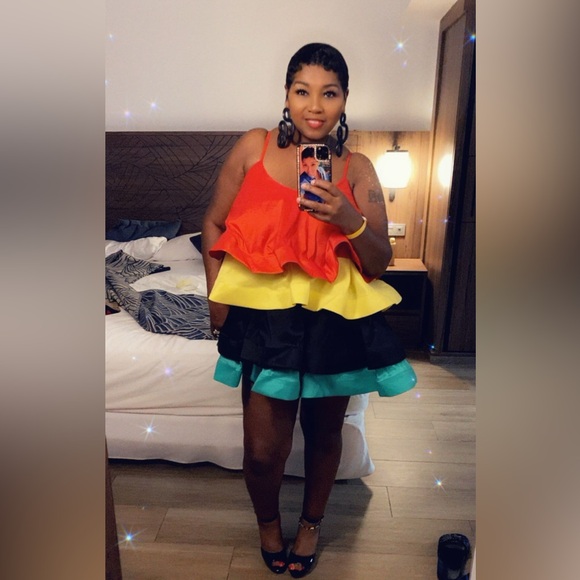 Colorful Layered Ruffle Dress - Picture 2 of 3